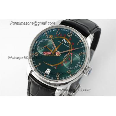 Portuguese Real Power Reserve IW00712 A52010 Automatic Mens Watch  Best Edition AZF 42 SS Green Dial Leather CHS