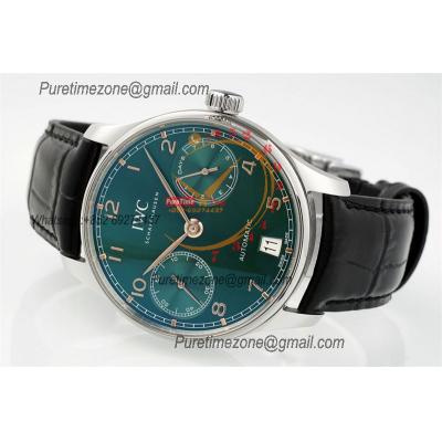 Portuguese Real Power Reserve IW00712 A52010 Automatic Mens Watch  Best Edition AZF 42 SS Green Dial Leather CHS