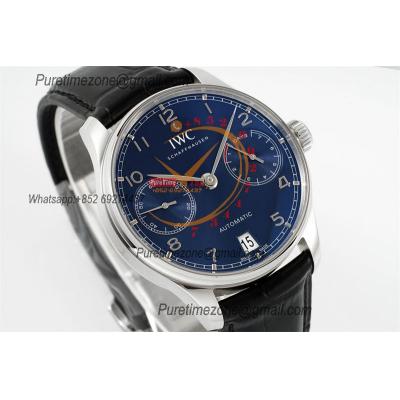 Portuguese Real Power Reserve IW500710 A52010 Automatic Mens Watch  Best Edition AZF 42 SS Blue Dial Leather CHS