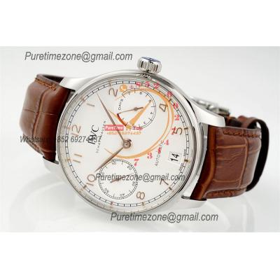 Portuguese Real Power Reserve IW500712 A52010 Automatic Mens Watch  Best Edition AZF 42 SS White Dial Leather CHS