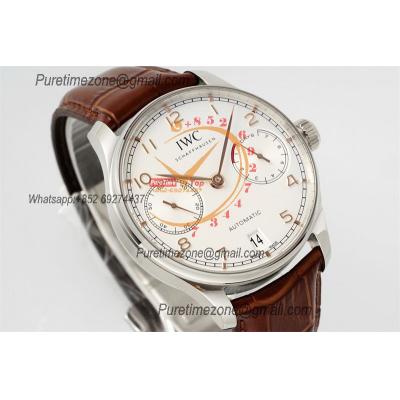 Portuguese Real Power Reserve IW500712 A52010 Automatic Mens Watch  Best Edition AZF 42 SS White Dial Leather CHS