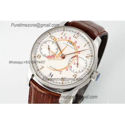 Portuguese Real Power Reserve IW500712 A52010 Automatic Mens Watch  Best Edition AZF 42 SS White Dial Leather CHS