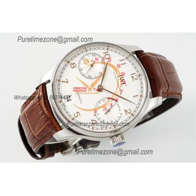 Portuguese Real Power Reserve IW500712 A52010 Automatic Mens Watch  Best Edition AZF 42 SS White Dial Leather CHS