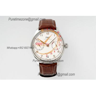 Portuguese Real Power Reserve IW500712 A52010 Automatic Mens Watch  Best Edition AZF 42 SS White Dial Leather CHS