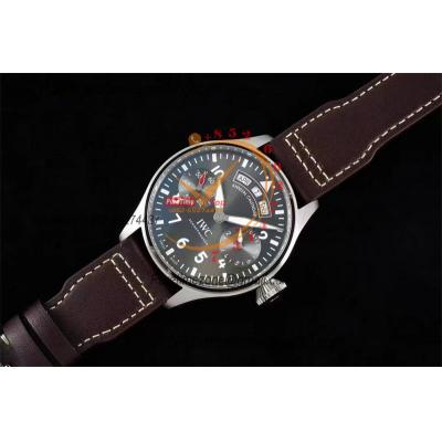 Big Pilot Annual Calendar Spitfire IW503502 A52850 Automatic Mens Watch Best Edition AZF SS Gray Dial Leather Strap CHS