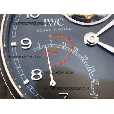 Portuguese Tourbillon Mystere Retrograde IW504601 Automatic Mens Watch Best Edition AZF SS Gray Dial Leather Strap CHS