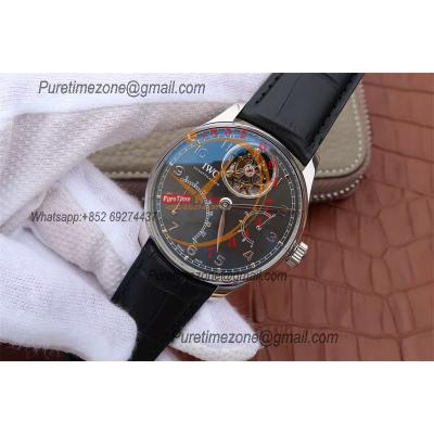 Portuguese Tourbillon Mystere Retrograde IW504601 Automatic Mens Watch Best Edition AZF SS Gray Dial Leather Strap CHS