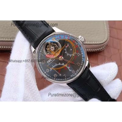 Portuguese Tourbillon Mystere Retrograde IW504601 Automatic Mens Watch Best Edition AZF SS Gray Dial Leather Strap CHS