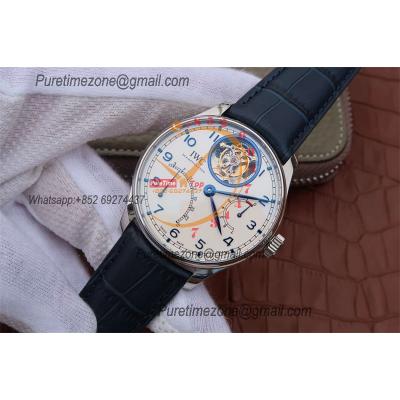 Portuguese Tourbillon Mystere Retrograde IW504601 Automatic Mens Watch Best Edition AZF SS White Blue Dial Leather CHS