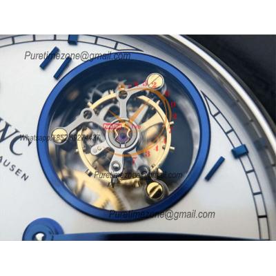 Portuguese Tourbillon Mystere Retrograde IW504601 Automatic Mens Watch Best Edition AZF SS White Blue Dial Leather CHS