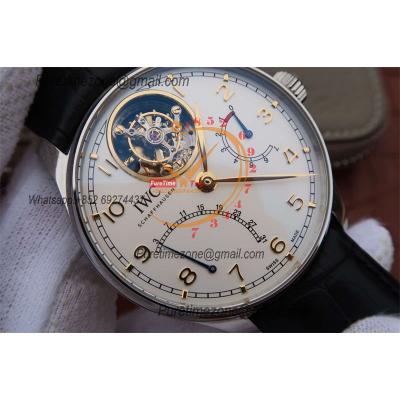 Portuguese Tourbillon Mystere Retrograde IW504601 Automatic Mens Watch Best Edition AZF SS White Dial Leather CHS