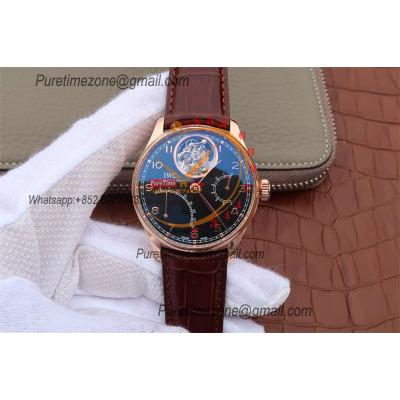 Portuguese Tourbillon Mystere Retrograde IW504402 Automatic Mens Watch Best Edition AZF RG Black Dial Leather CHS