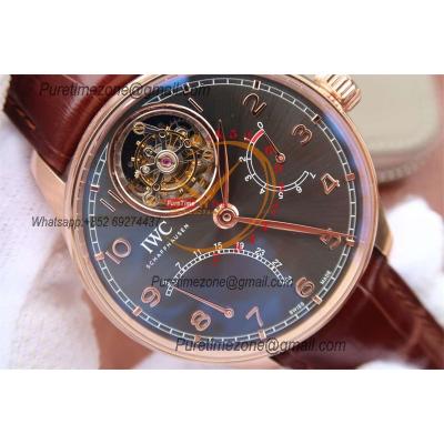 Portuguese Tourbillon Mystere Retrograde IW504402 Automatic Mens Watch Best Edition AZF RG Gray Dial Leather CHS