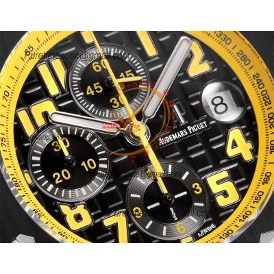 Royal Oak Offshore 26170FO 'Bumble Bee' A3126 Automatic Chronograph Mens Watch Best Edition TKF 42 Forged Carbon Leather