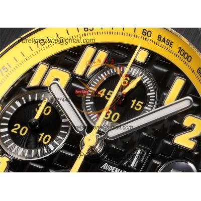 Royal Oak Offshore 26170FO 'Bumble Bee' A3126 Automatic Chronograph Mens Watch Best Edition TKF 42 Forged Carbon Leather