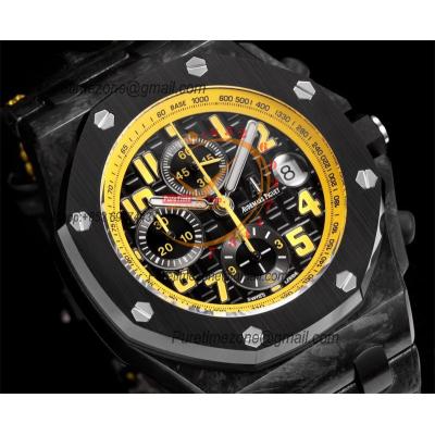 Royal Oak Offshore 26170FO 'Bumble Bee' A3126 Automatic Chronograph Mens Watch Best Edition TKF 42 Forged Carbon Leather