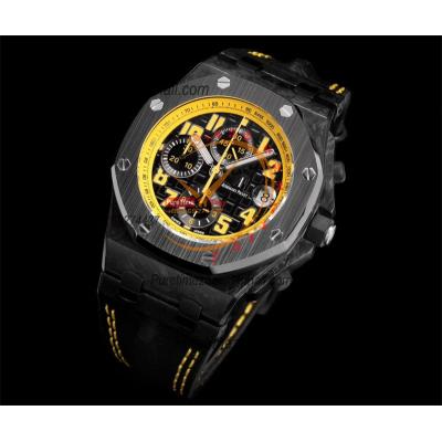 Royal Oak Offshore 26170FO 'Bumble Bee' A3126 Automatic Chronograph Mens Watch Best Edition TKF 42 Forged Carbon Leather