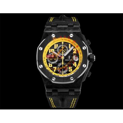 Royal Oak Offshore 26170FO 'Bumble Bee' A3126 Automatic Chronograph Mens Watch Best Edition TKF 42 Forged Carbon Leather