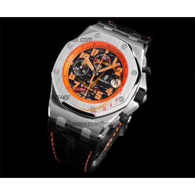 Royal Oak Offshore 26170ST Volcano A7750 Automatic Chronograph Mens Watch Best Edition TKF 42 SS Black Dial Leather CHS