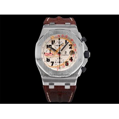 Royal Oak Offshore 26170ST Safari A7750 Automatic Chronograph Mens Watch Best Edition TKF 42 SS White Dial Leather CHS