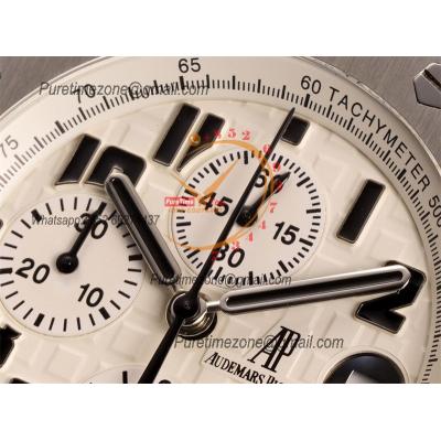 Royal Oak Offshore 26170ST Safari A7750 Automatic Chronograph Mens Watch Best Edition TKF 42 SS White Dial Leather CHS