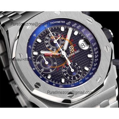 Royal Oak Offshore 26170ST Safari A7750 Automatic Chronograph Mens Watch Best Edition TKF 42 Blue Dial SS Bracelet CHS