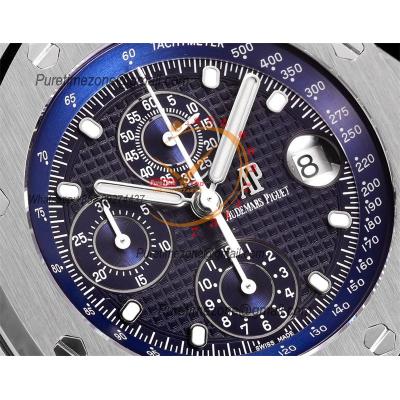 Royal Oak Offshore 26170ST Safari A7750 Automatic Chronograph Mens Watch Best Edition TKF 42 Blue Dial SS Bracelet CHS