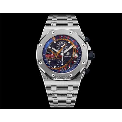 Royal Oak Offshore 26170ST Safari A7750 Automatic Chronograph Mens Watch Best Edition TKF 42 Blue Dial SS Bracelet CHS