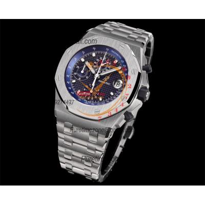 Royal Oak Offshore 26170ST Safari A7750 Automatic Chronograph Mens Watch Best Edition TKF 42 Blue Dial SS Bracelet CHS