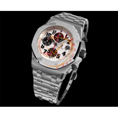 Royal Oak Offshore 26170ST Safari A7750 Automatic Chronograph Mens Watch Best Edition TKF 42 White Dial SS Bracelet CHS