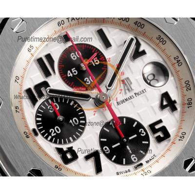 Royal Oak Offshore 26170ST Safari A7750 Automatic Chronograph Mens Watch Best Edition TKF 42 White Dial SS Bracelet CHS