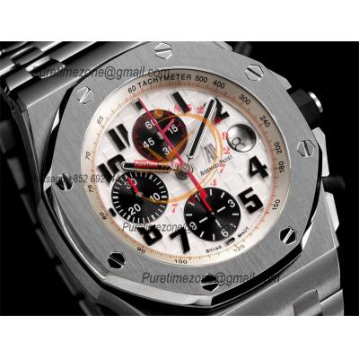 Royal Oak Offshore 26170ST Safari A7750 Automatic Chronograph Mens Watch Best Edition TKF 42 White Dial SS Bracelet CHS