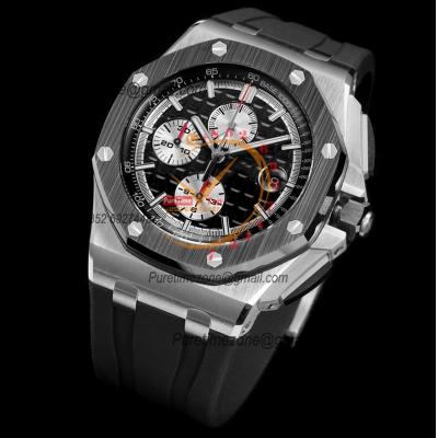 Royal Oak Offshore 26400IO A3126 Automatic Chronograph Mens Watch Best Edition TKF 44 Black Silver Dial Rubber CHS