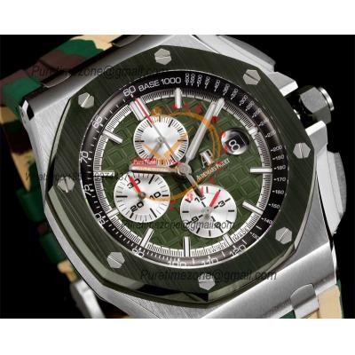 Royal Oak Offshore 26400SO A3126 Automatic Chronograph Mens Watch Best Edition TKF 44 Green Dial Camou Rubber CHS