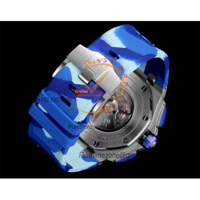 Royal Oak Offshore 26400SO A3126 Automatic Chronograph Mens Watch Best Edition TKF 44 Blue Dial Camou Rubber CHS