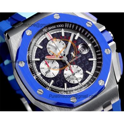 Royal Oak Offshore 26400SO A3126 Automatic Chronograph Mens Watch Best Edition TKF 44 Blue Dial Camou Rubber CHS