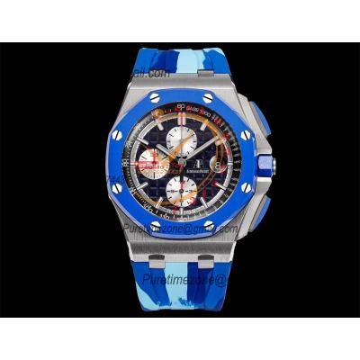 Royal Oak Offshore 26400SO A3126 Automatic Chronograph Mens Watch Best Edition TKF 44 Blue Dial Camou Rubber CHS