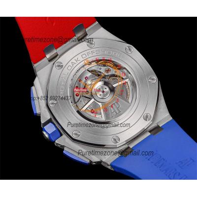 Royal Oak Offshore 26400SO A3126 Automatic Chronograph Mens Watch Best Edition TKF 44 Blue/Red Dial  Rubber Strap CHS