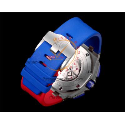 Royal Oak Offshore 26400SO A3126 Automatic Chronograph Mens Watch Best Edition TKF 44 Blue/Red Dial  Rubber Strap CHS