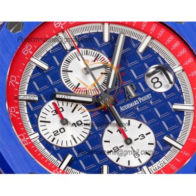 Royal Oak Offshore 26400SO A3126 Automatic Chronograph Mens Watch Best Edition TKF 44 Blue/Red Dial  Rubber Strap CHS