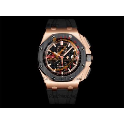 Royal Oak Offshore 26400RO A3126 Automatic Chronograph Mens Watch Best Edition TKF 44 RG Black Dial  Rubber CHS