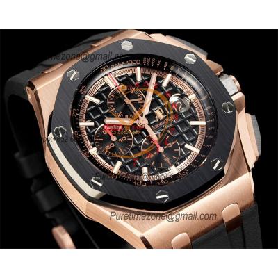 Royal Oak Offshore 26400RO A3126 Automatic Chronograph Mens Watch Best Edition TKF 44 RG Black Dial  Rubber CHS