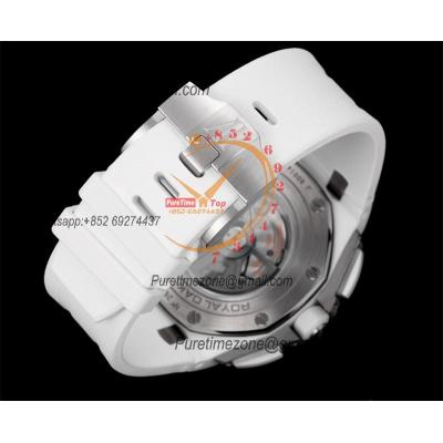 Royal Oak Offshore 26402CB A3126 Automatic Chronograph Mens Watch Best Edition TKF 44 White Ceramic Rubber CHS