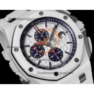 Royal Oak Offshore 26402CB A3126 Automatic Chronograph Mens Watch Best Edition TKF 44 White Ceramic Rubber CHS