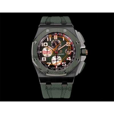 Royal Oak Offshore 26405CE A3126 Automatic Chronograph Mens Watch Best Edition TKF 44 Black Ceramic Green Dial Rubber