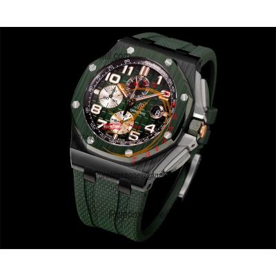 Royal Oak Offshore 26405CE A3126 Automatic Chronograph Mens Watch Best Edition TKF 44 Black Ceramic Green Dial Rubber