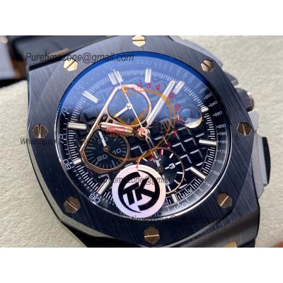 Royal Oak Offshore 26405CE A3126 Automatic Chronograph Mens Watch Best Edition TKF 44 Black Ceramic  Rubber CHS