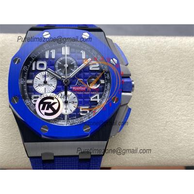 Royal Oak Offshore 26405CE A3126 Automatic Chronograph Mens Watch Best Edition TKF 44 Black Ceramic Blue Dial Rubber