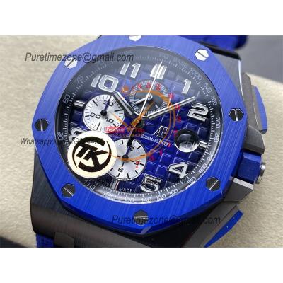 Royal Oak Offshore 26405CE A3126 Automatic Chronograph Mens Watch Best Edition TKF 44 Black Ceramic Blue Dial Rubber