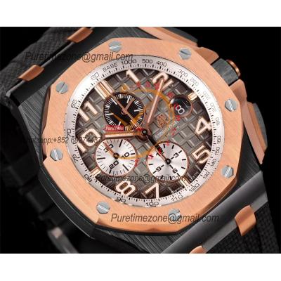 Royal Oak Offshore 26045NR A3126 Automatic Chronograph Mens Watch Best Edition TKF 44 Black Ceramic Gray Dial Rubber